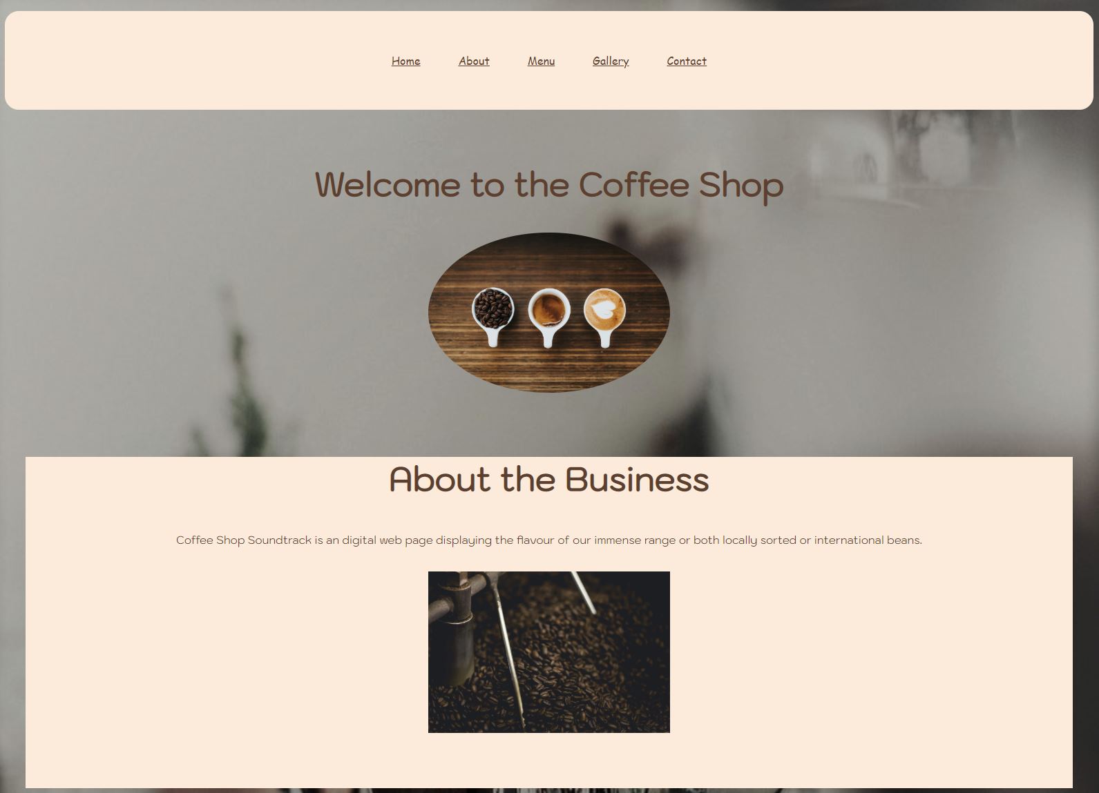 coffee landing page