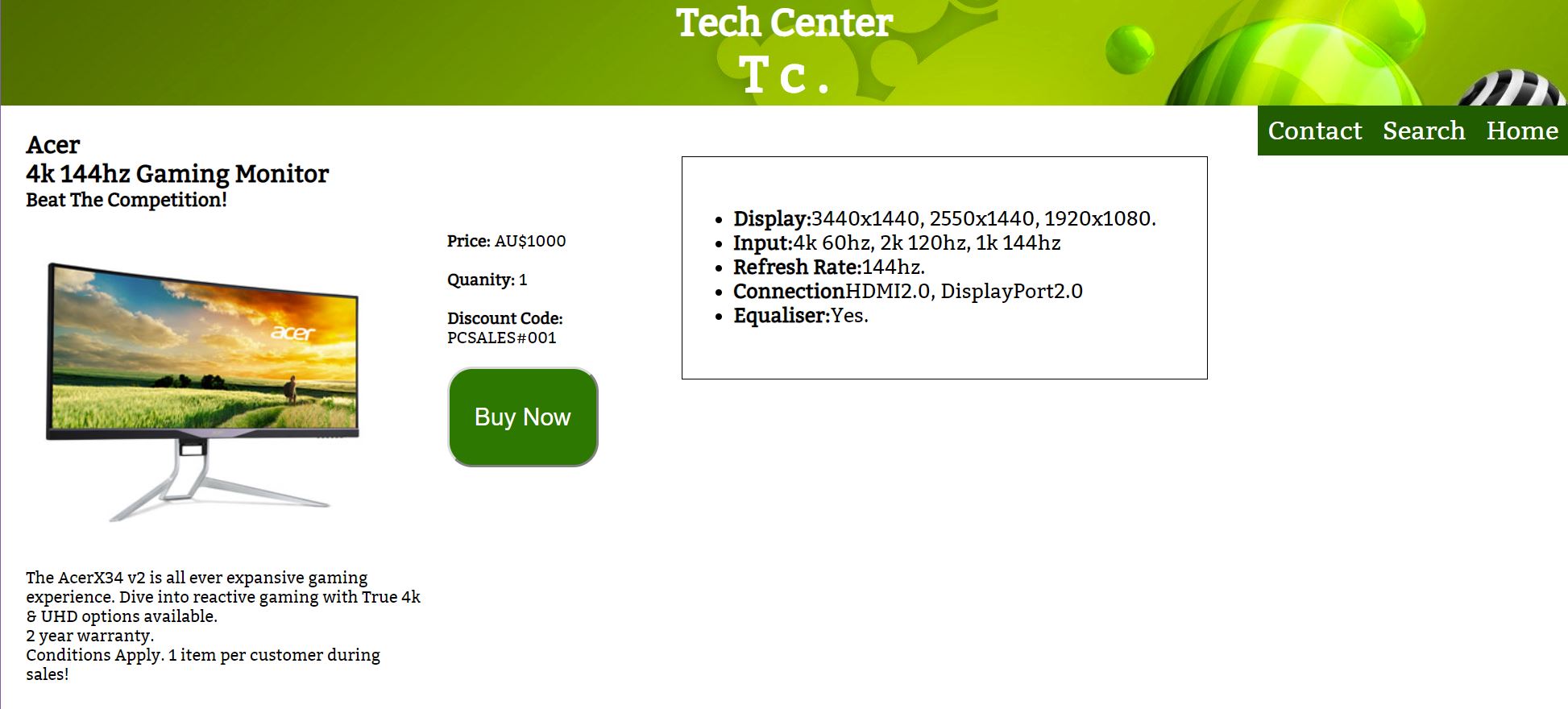 tech product page